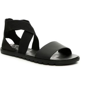 SOREL Black Ella II Leather Strappy Sandals
